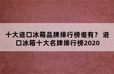 十大进口冰箱品牌排行榜谁有？ 进口冰箱十大名牌排行榜2020